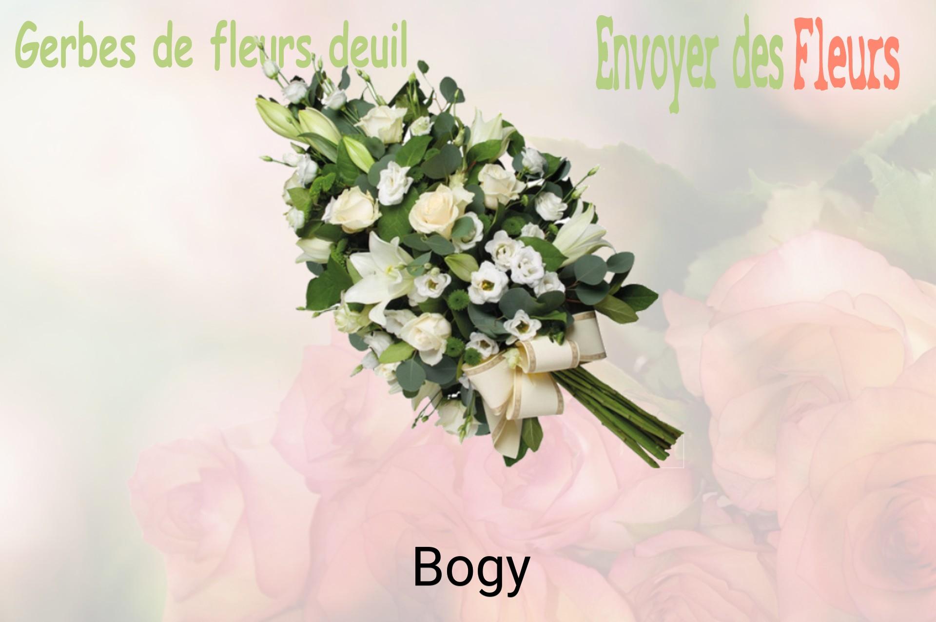 Gerbe de fleurs de deuil livrée à Bogy
